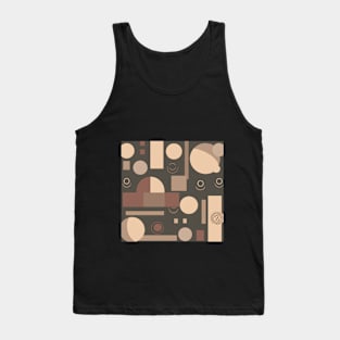 Abstract geometric shapes pattern. Triangles, circles, and rectangles in muted earth tones. Retro-inspired wallpaper design. Tank Top